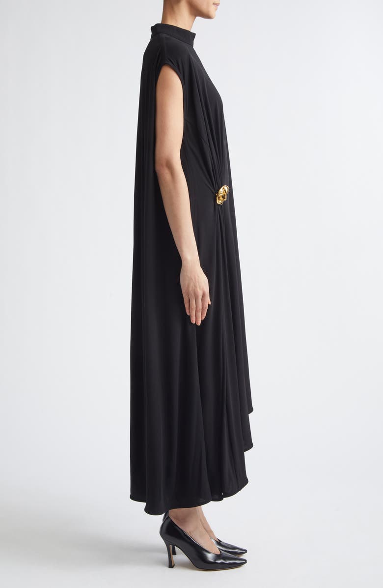 Bottega Veneta Cape Back Crepe Jersey Midi Dress, Alternate, color, 1000 Black