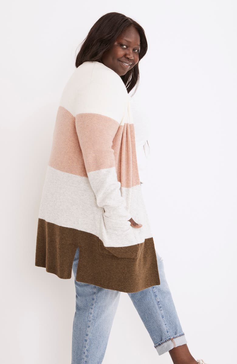Madewell Kent Colorblock Stripe Cardigan Sweater, Alternate, color, Antique Cream