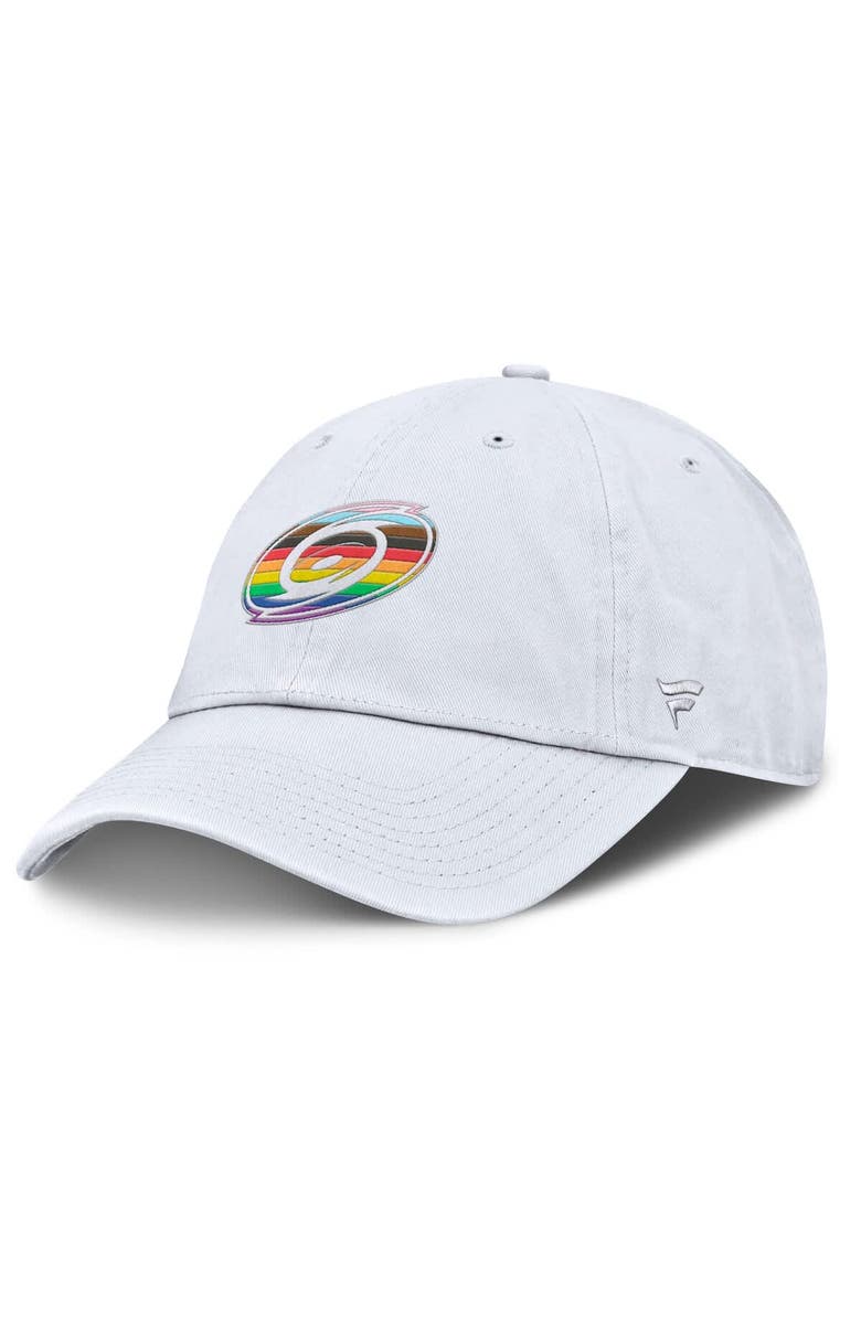 FANATICS Men's Fanatics White Carolina Hurricanes PRIDE Adjustable Hat, Main, color, White