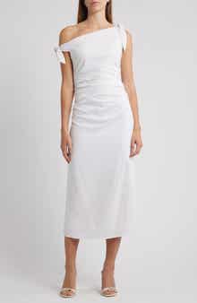 WAYF Clio Tie Shoulder Linen Blend Midi Dress