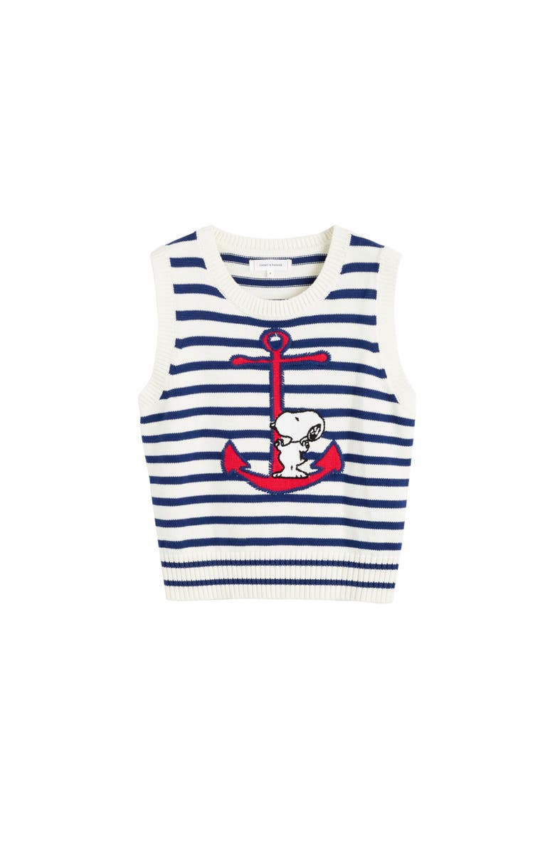 Chinti & Parker Chinti Meets Peanuts Embroidered Snoopy Anchor Tank, Alternate, color, 