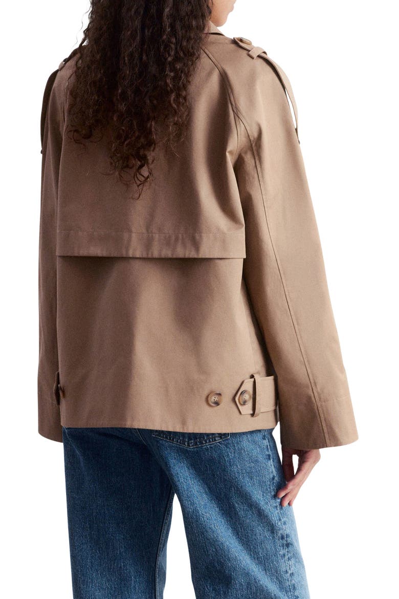 Double Breasted Cotton Crop Trench Jacket, Alternate, color, BEIGE MEDIUM DUSTY