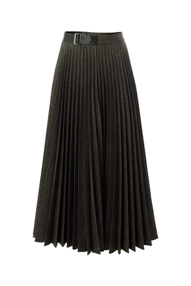 Jayda Pleated Midi Skirt, Main, color, GREY