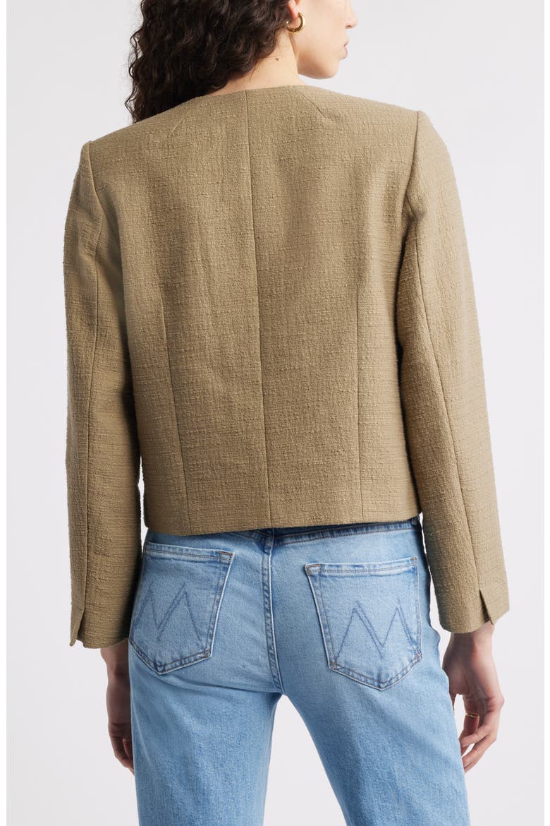 Textured Collarless Jacket, Alternate, color, OLIVE COVERT