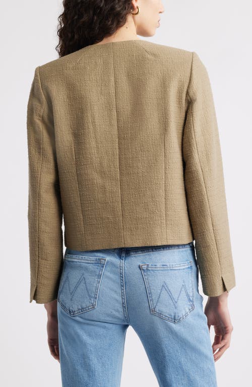 Nordstrom Textured Collarless Jacket In Olive Covert