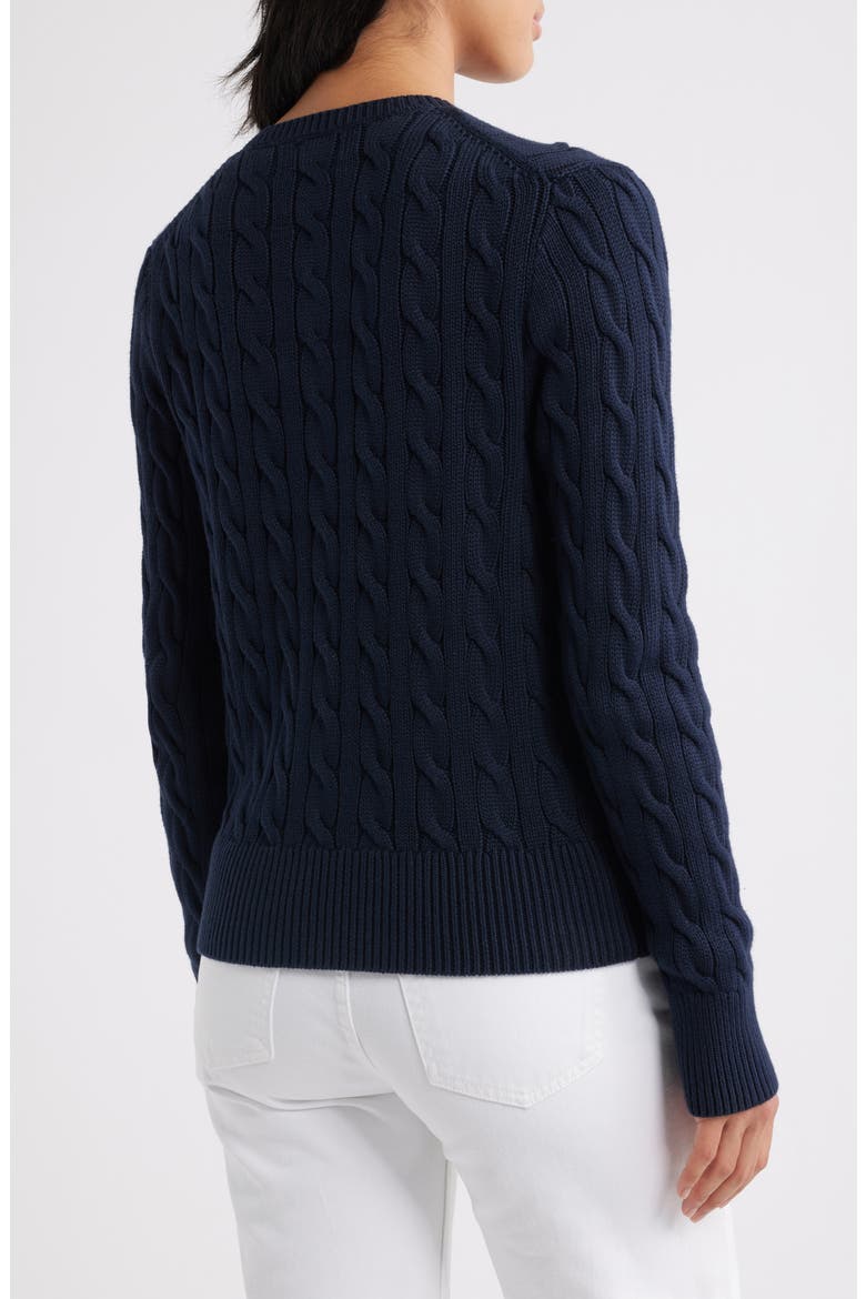 Cable Knit Cotton Cardigan, Alternate, color, HUNTER NAVY