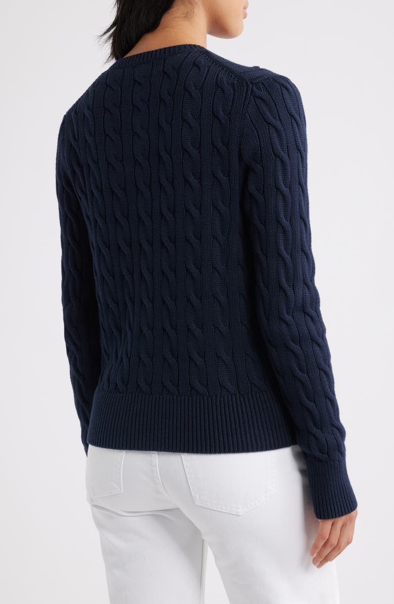 Polo Ralph Lauren Cable Knit Cotton Cardigan, Alternate, color, Hunter Navy