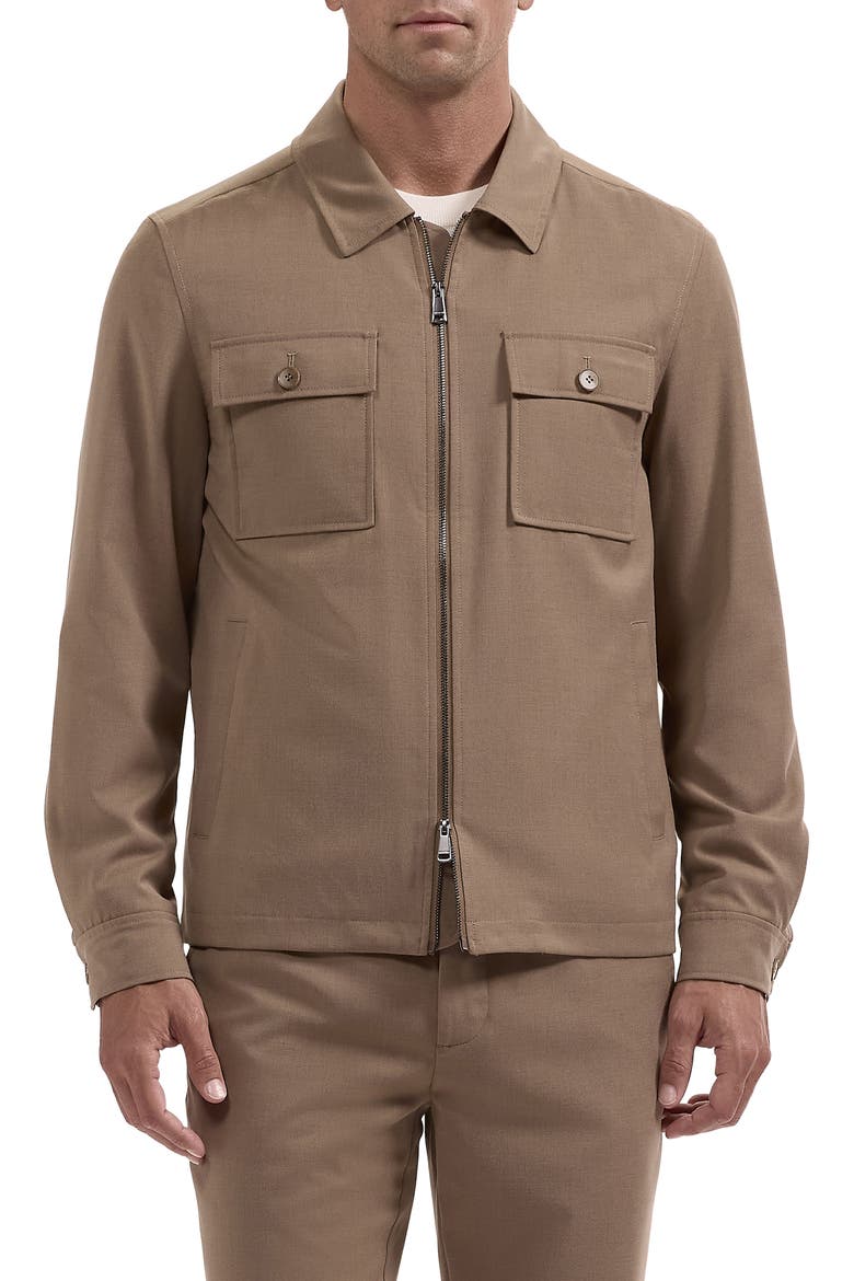 Travel Tech Shirt Jacket, Main, color, TOBACCO