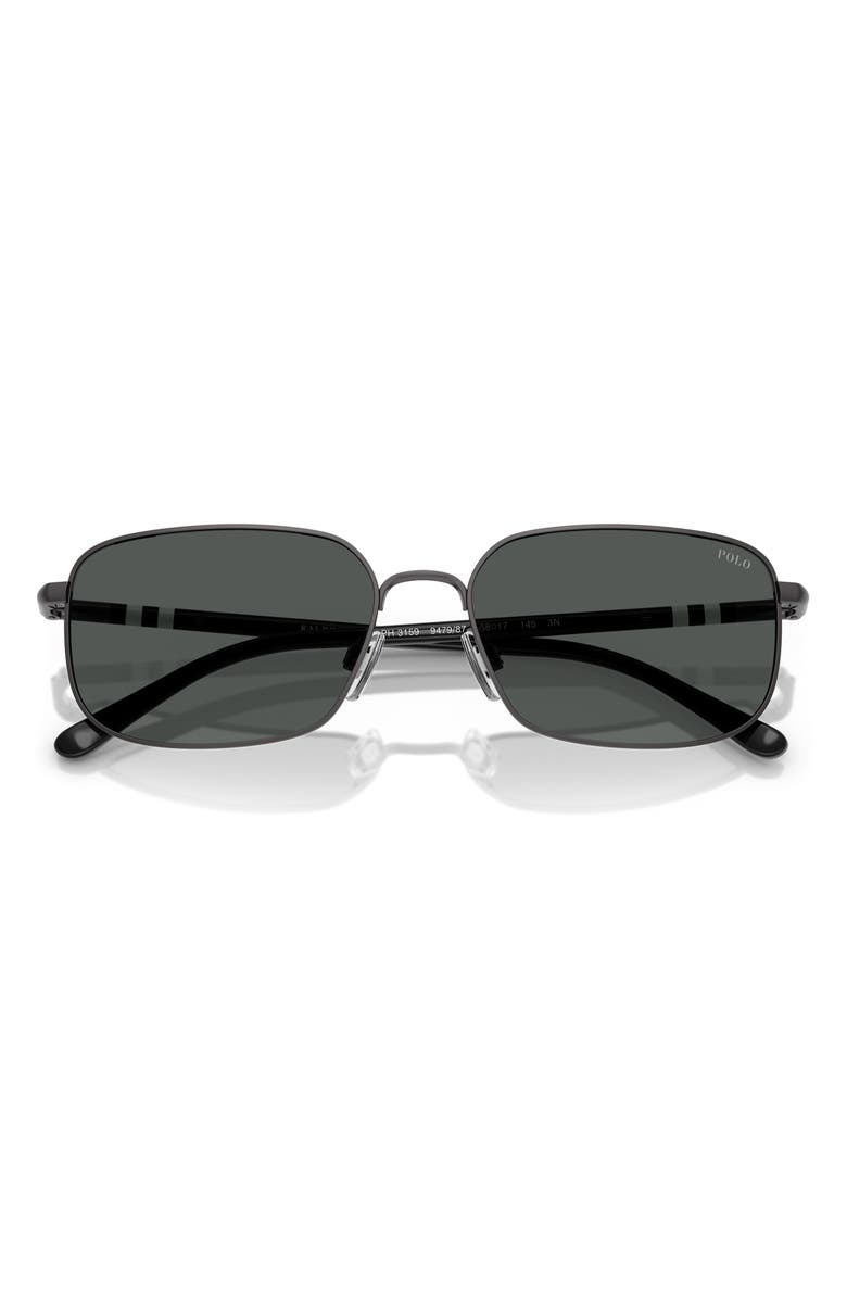 Polo Ralph Lauren 58mm Rectangle Sunglasses, Alternate, color, Semishiny Dark Gunmetal / Grey