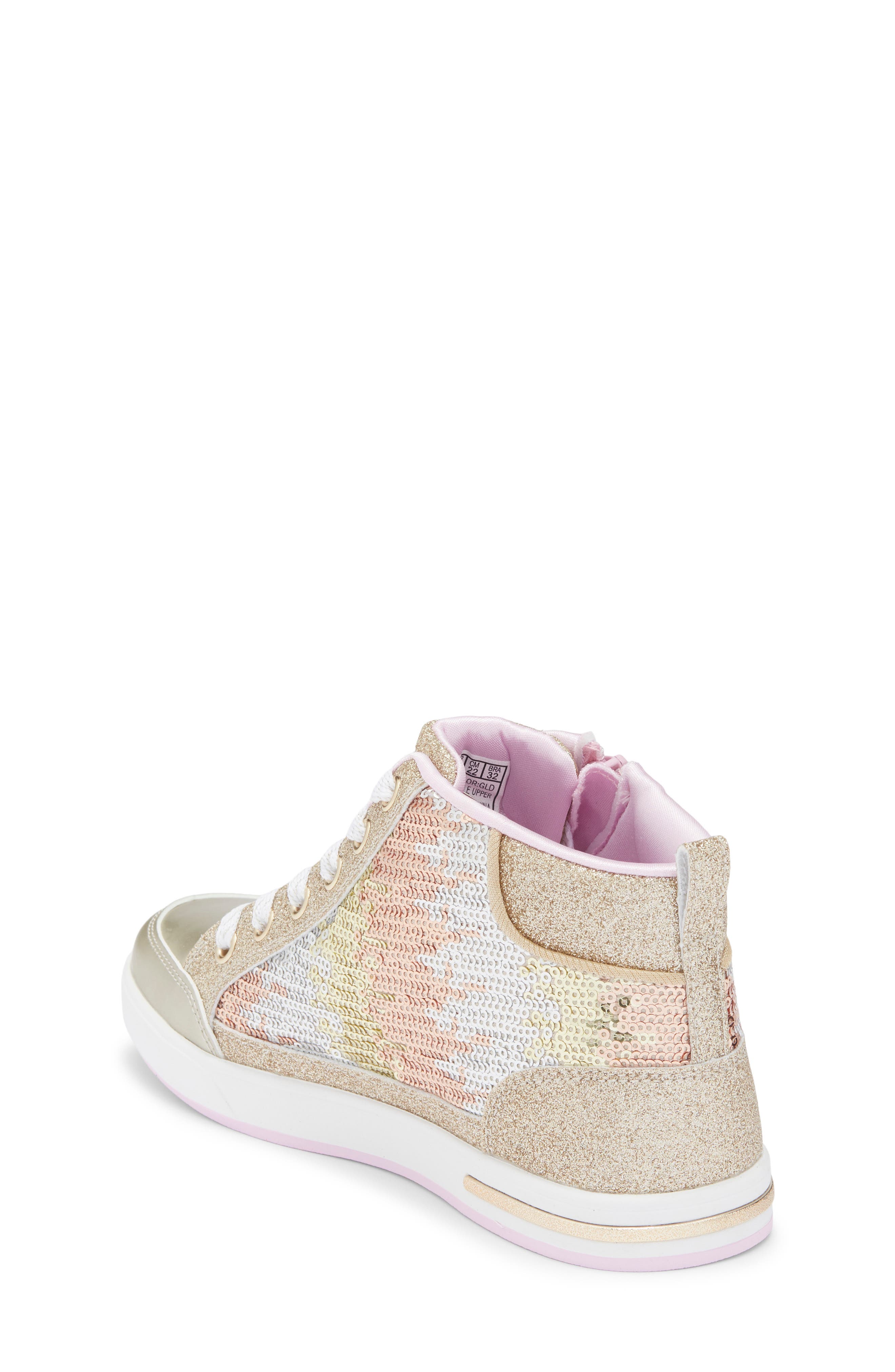 SKECHERS Kids' Shoutouts 2.0 Glitter High Top Sneaker, Alternate, color, Gold