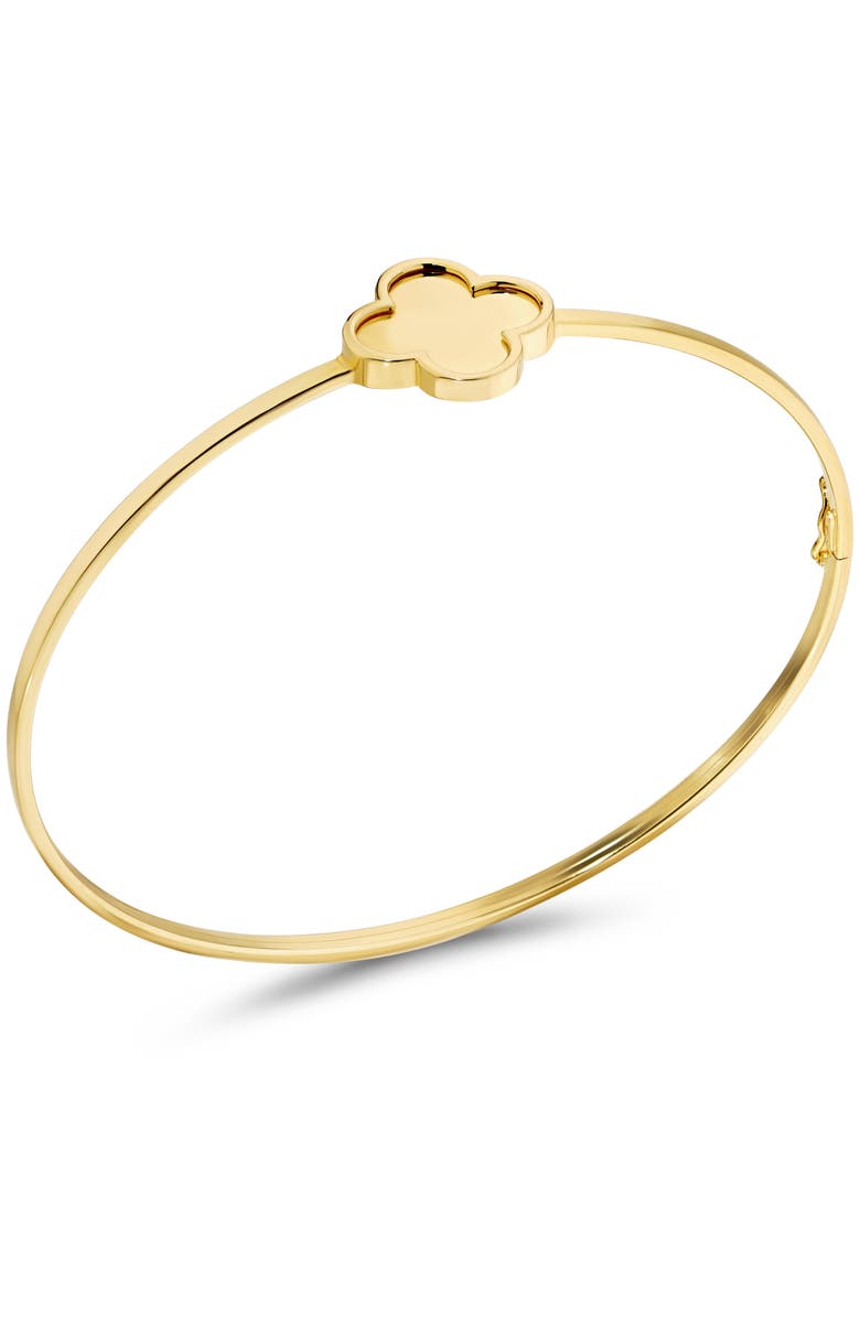 DEVATA Clover Bangle Bracelet in 14K Gold, 15mm, Alternate, color, Yellow Gold