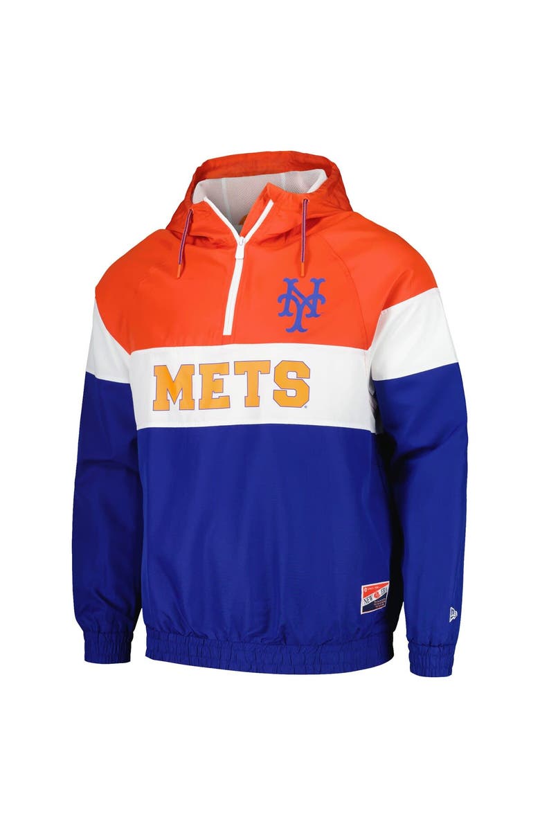 New Era Men's New Era Orange New York Mets Ripstop Raglan Quarter-Zip Hoodie Windbreaker Jacket, Alternate, color, 
