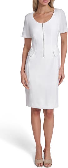 black asymmetrical dresses Donna Karan Women's Sleeveless Floral Midi Sheath Dress in CHOCOLATE PLUM MULTI main image 0