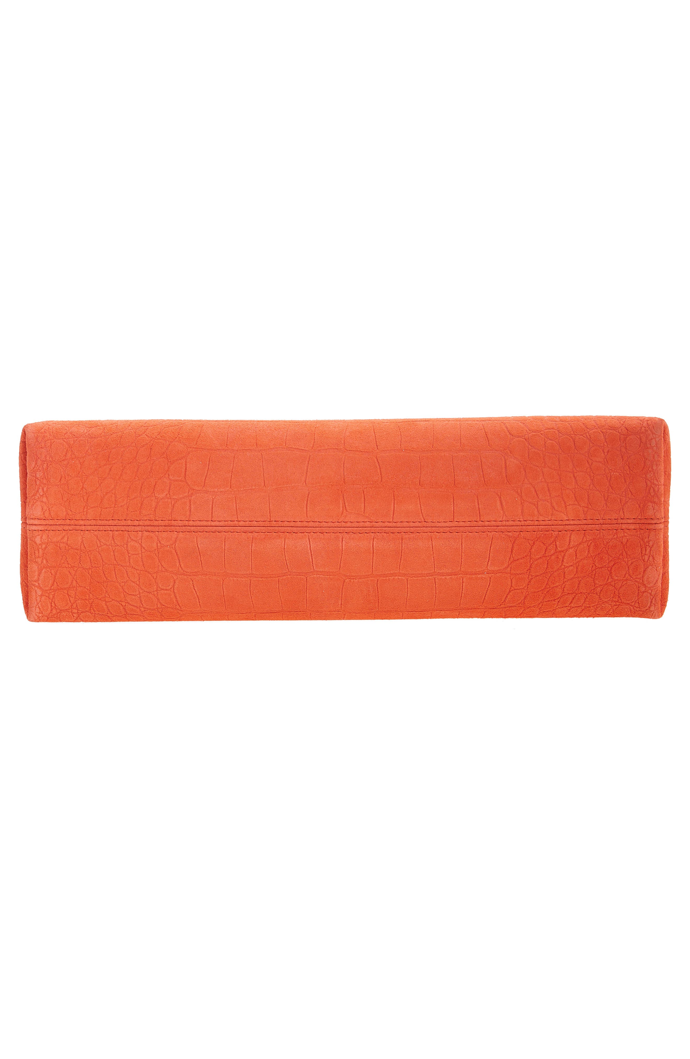 Jacquemus La Pochette Salon Croc Embossed Suede Clutch, Alternate, color, Red Orange 477