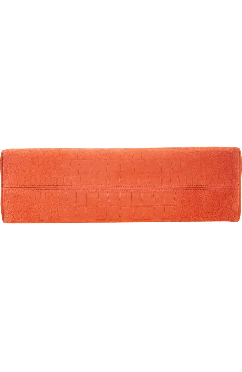 Jacquemus La Pochette Salon Croc Embossed Suede Clutch, Alternate, color, Red Orange 477