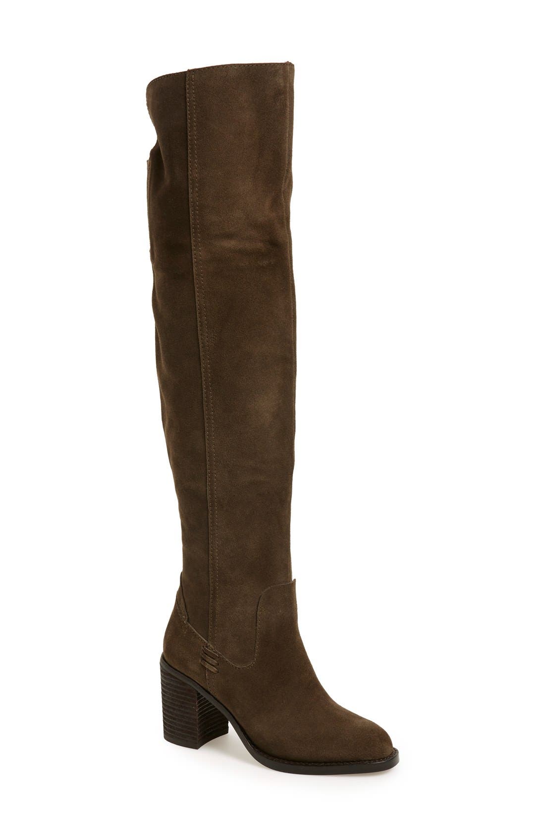'Raylan' Over the Knee Boot, Main, color, KHAKI DISTRESSED SUEDE