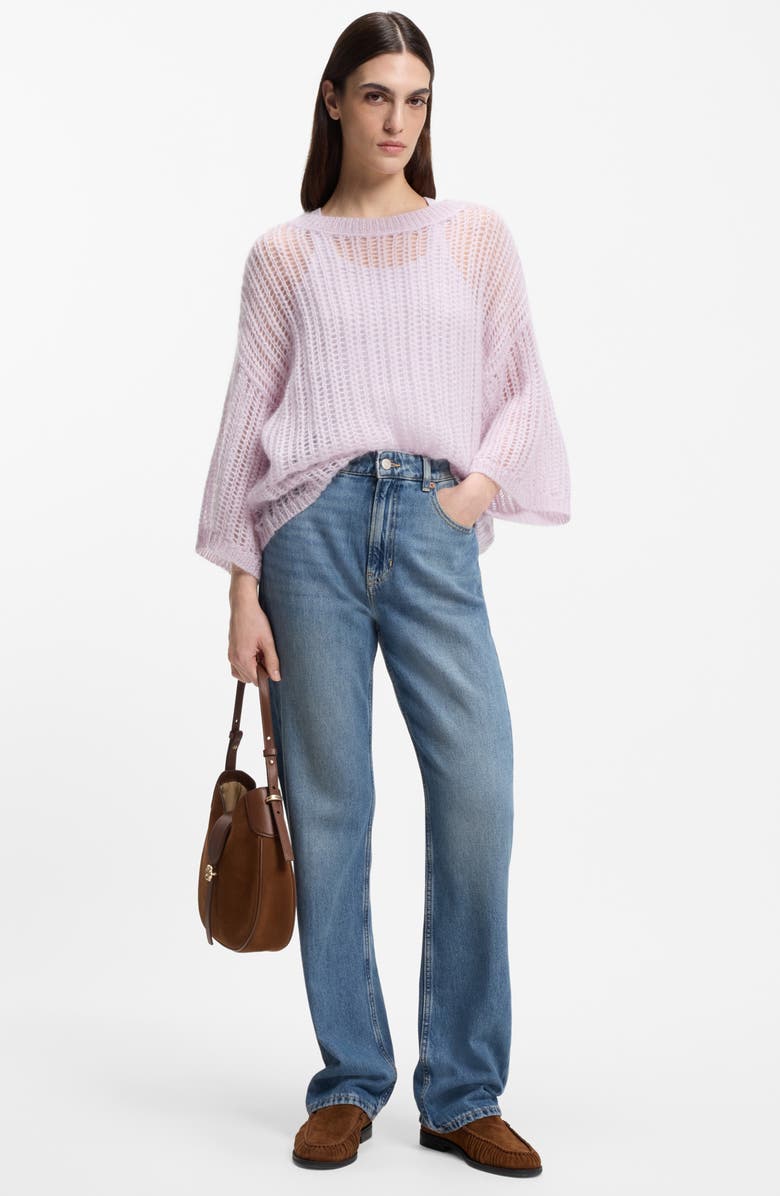 BOSS Orange Ada High Waist Wide Leg Jeans, Alternate, color, Open Blue