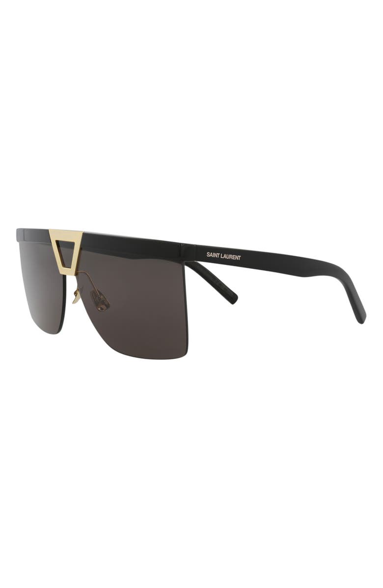 Saint Laurent 99mm Shield Sunglasses, Alternate, color, Black Black Black
