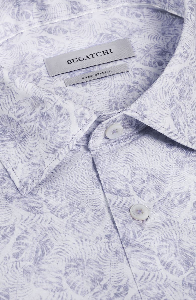Bugatchi Miles OoohCotton<sup>®</sup> Tropical Leaf Print Short Sleeve Button-Up Shirt, Alternate, color, Lilac