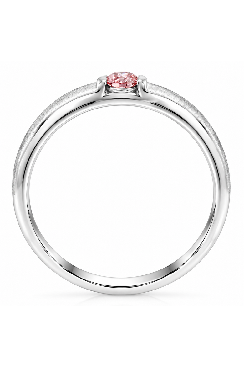 Mens Brushed Pink Diamond Lab Grown Wedding Brushed Anniversary Ring Gold, Alternate, color, 10k White Gold