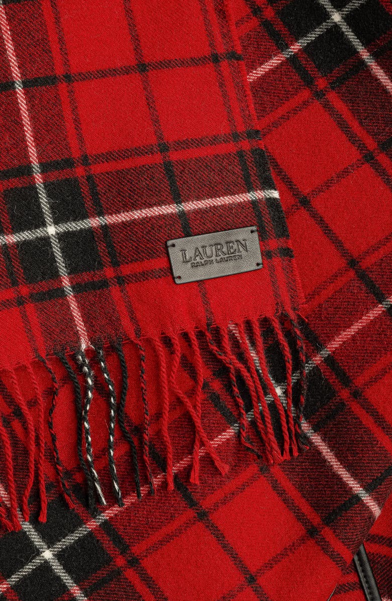 ZZDNU Lauren Ralplh Lauren Plaid Ruana With Fringe, Alternate, color, Red Plaid