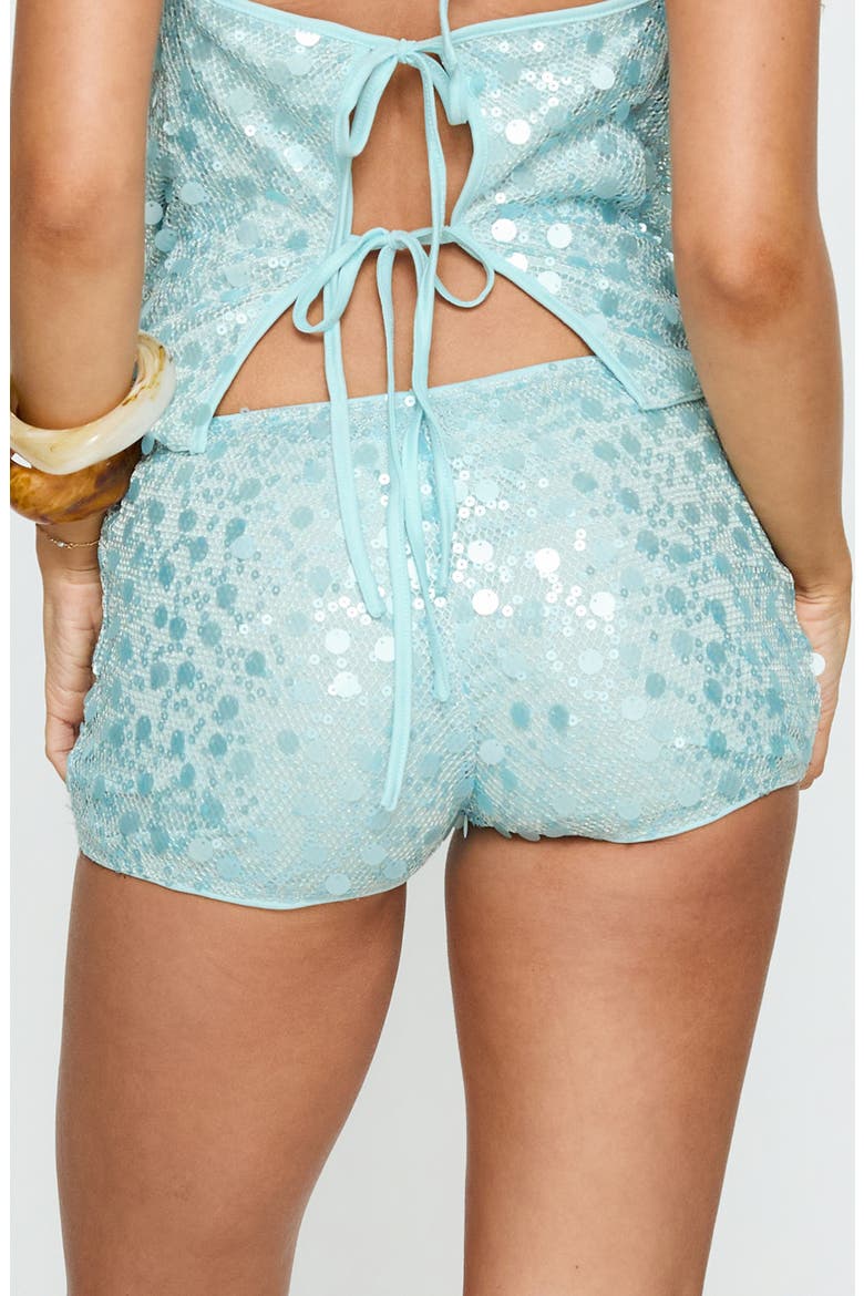 Views of Capri Sequin Mesh Micro Shorts, Alternate, color, BLUE