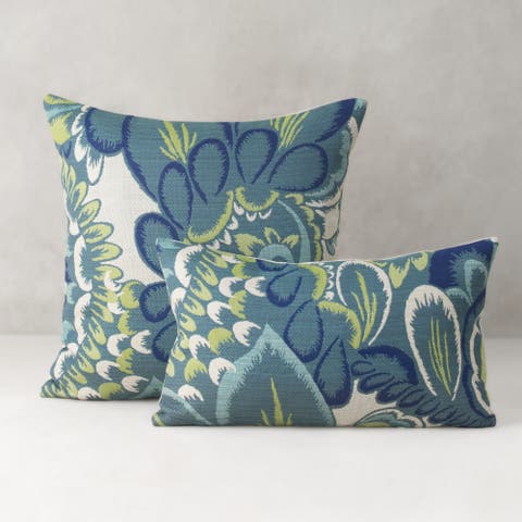 Floral Wave Jacquard Indoor & Outdoor Woven Accent Pillow