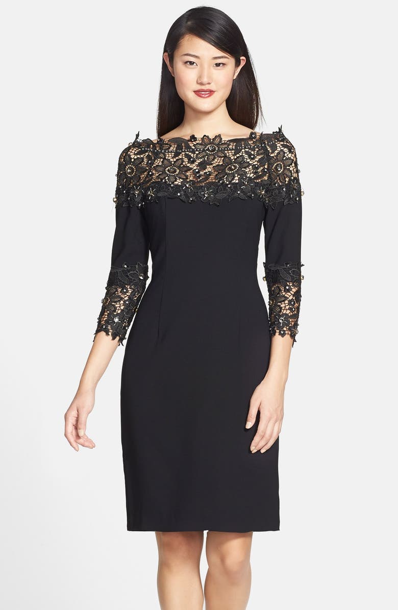 Shani Crepe & Lace Sheath Dress, Main, color,