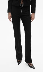 MANGO Zip Front Stretch Flare Pants