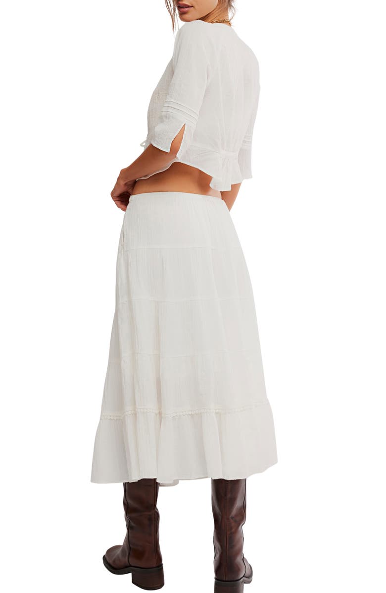 Free People Bright Side Tie Front Crop Top & Midi Skirt Set, Alternate, color, Clean Ivory
