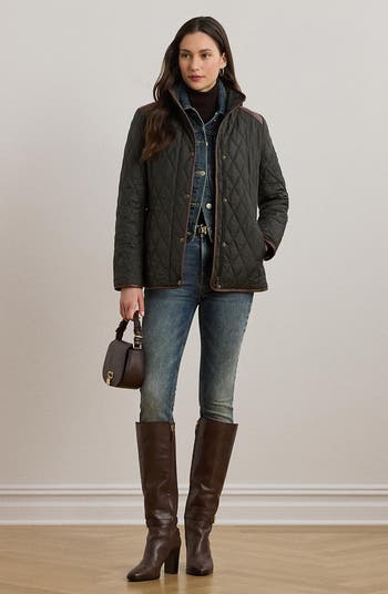 Lauren Ralph Lauren Diamond Quilted Barn Jacket With Faux