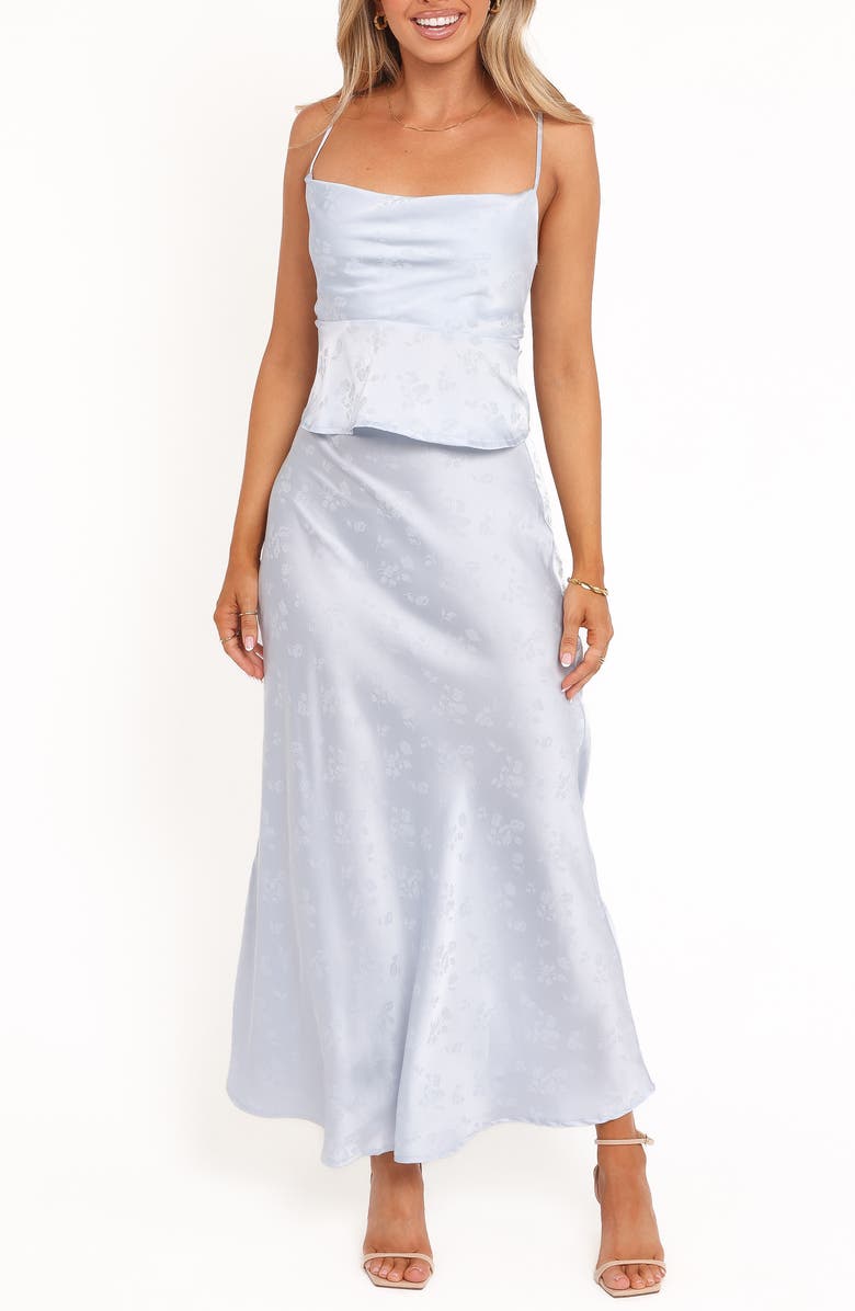 Petal & Pup Belle Floral Satin Camisole & Maxi Skirt Set, Main, color, Pale Blue