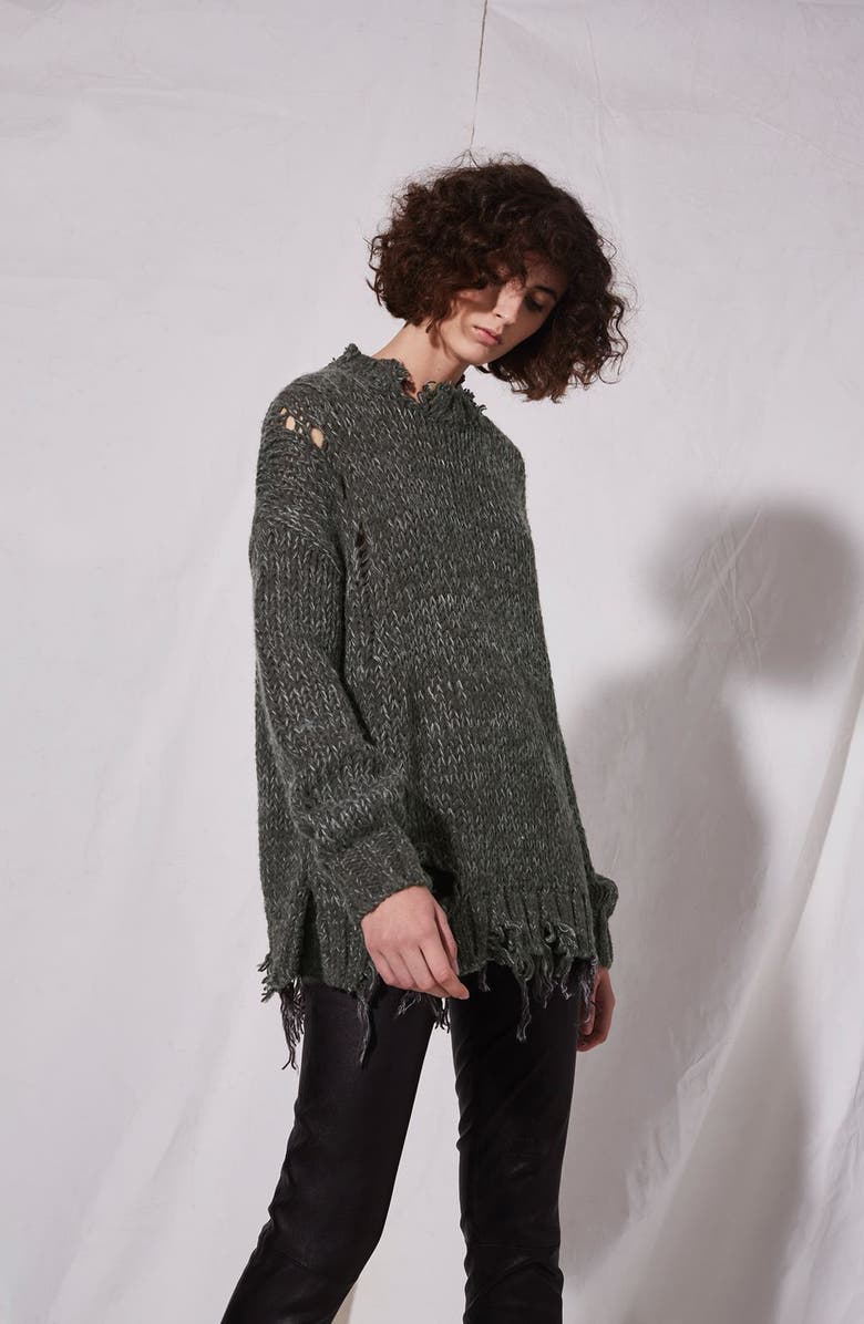 Topshop Boutique Ladder Stitch Detail Sweater, Alternate, color, 