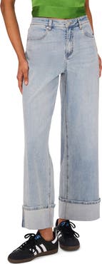 1.STATE High Waist Cuffed Wide Leg Jeans