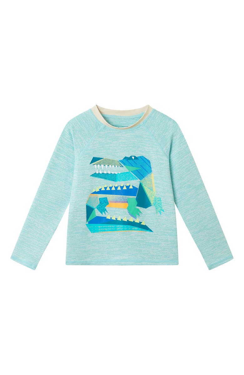 Andy & Evan Kids' Sailboat Long Sleeve Two-Piece Rashguard Swimsuit, Alternate, color, Green Gator