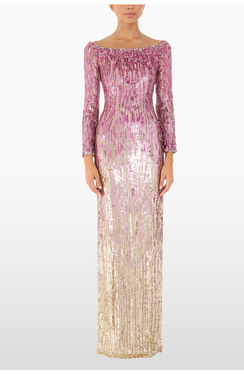 Jenny Packham Marnie Sequin Maxi Dress, Alternate, color, Sand Fossil