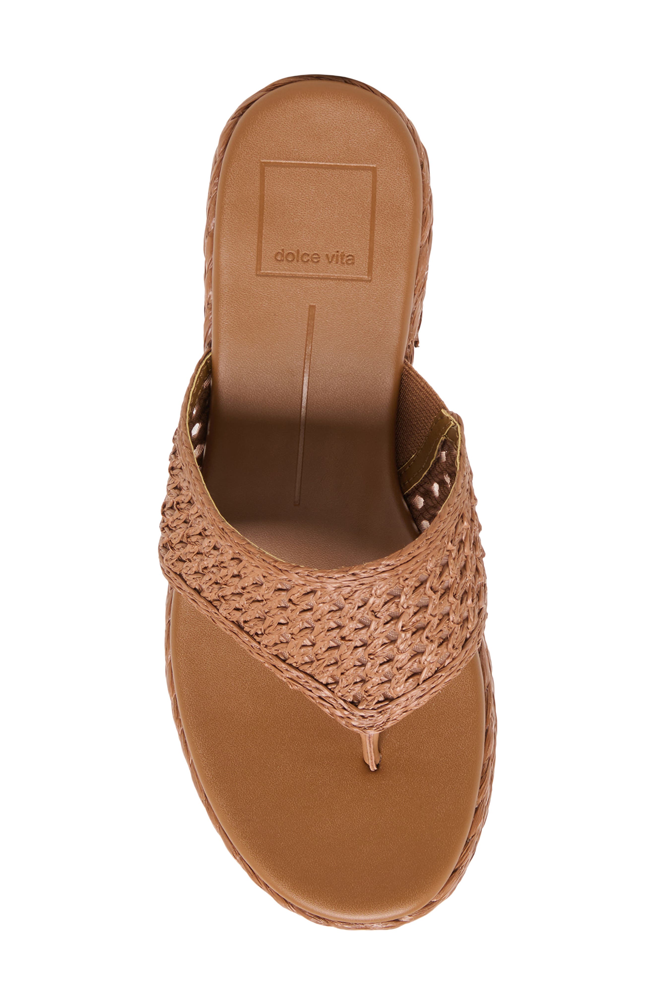 Dolce Vita Ripple Raffia Platform Sanda, Alternate, color, Mid Brown Raffia