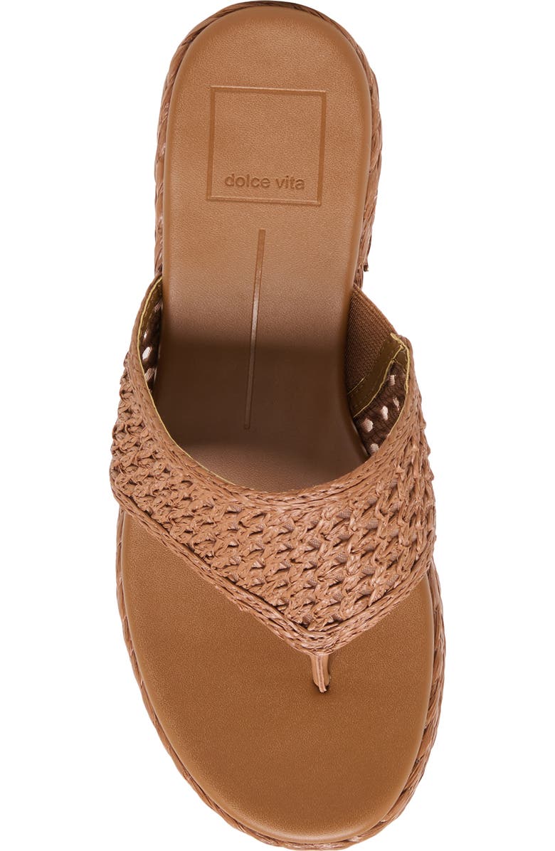 Dolce Vita Ripple Raffia Platform Sanda, Alternate, color, Mid Brown Raffia