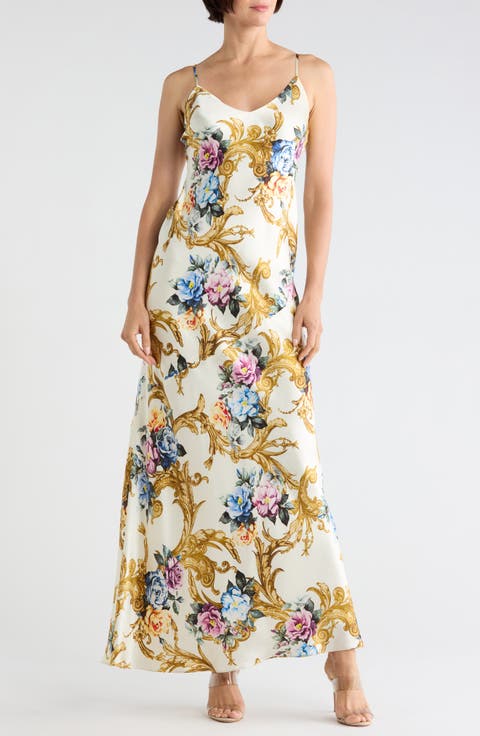 Serita Bias Cut Silk Maxi Dress