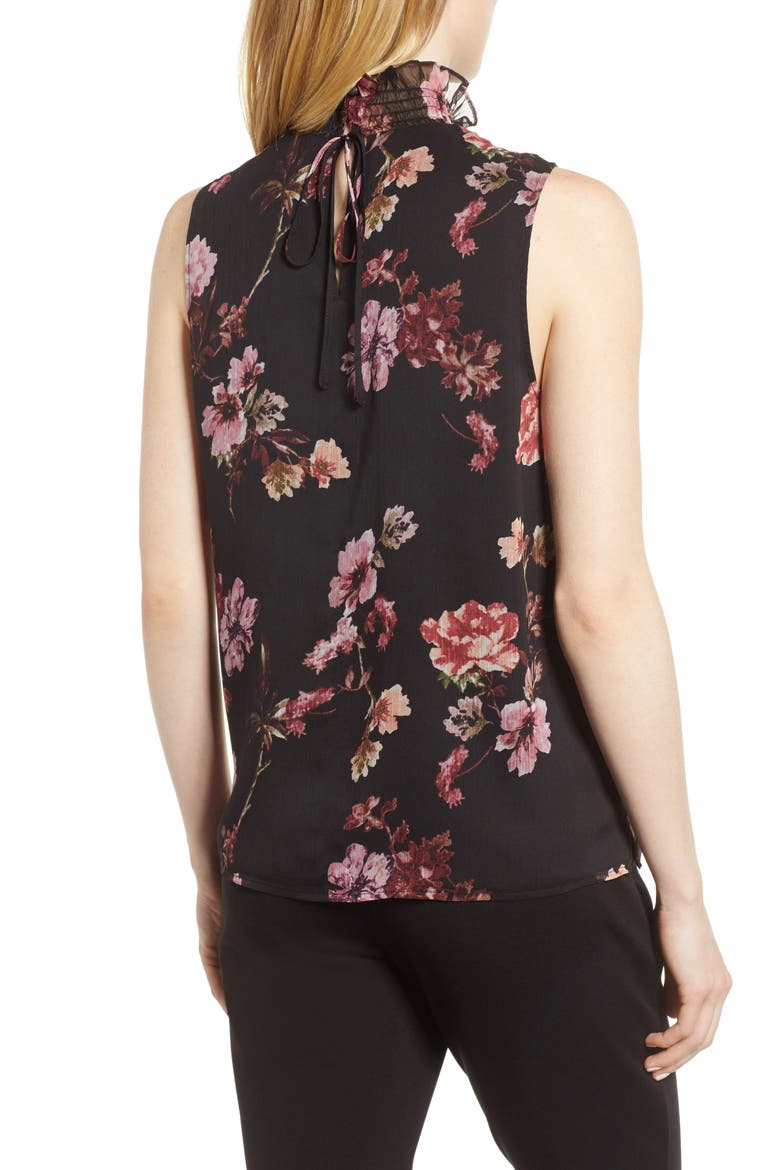 Garden Fleur Ruffle Neck Blouse, Alternate, color, RICH BLACK