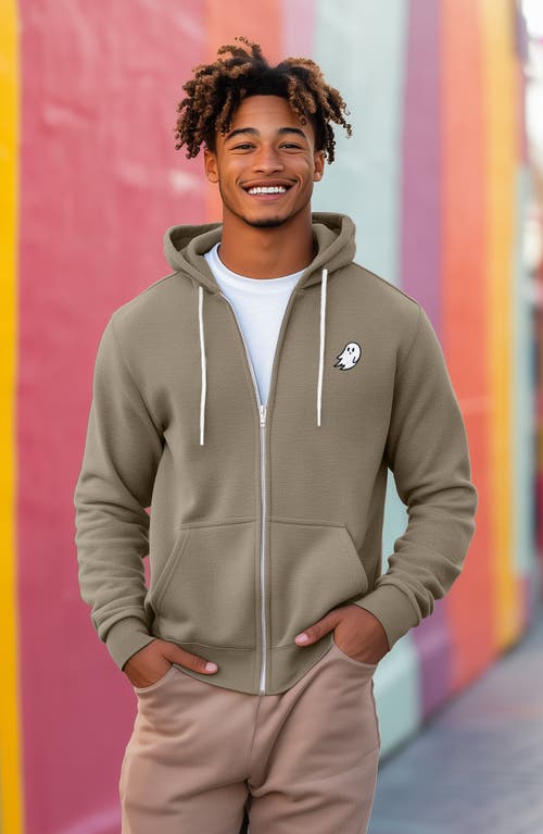 Dalix Ghost Zip Hoodie In Heather Stone