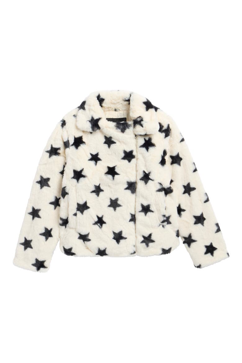 Kids' Faux Fur Moto Jacket, Main, color, STAR