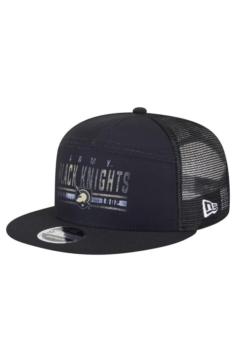 New Era Men's New Era Black Army Black Knights Split Panel 9FIFTY Snapback Trucker Hat, Main, color, Black