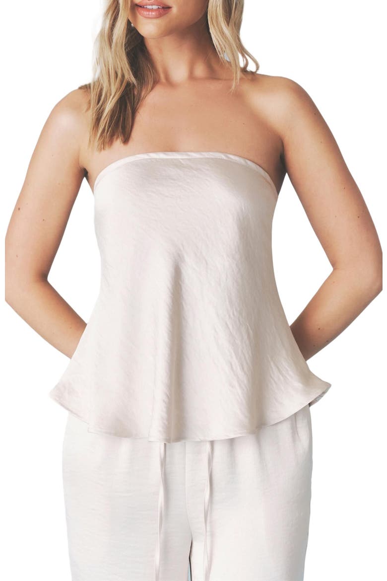 Bandeau Satin Flippy Top, Alternate, color, Oyster