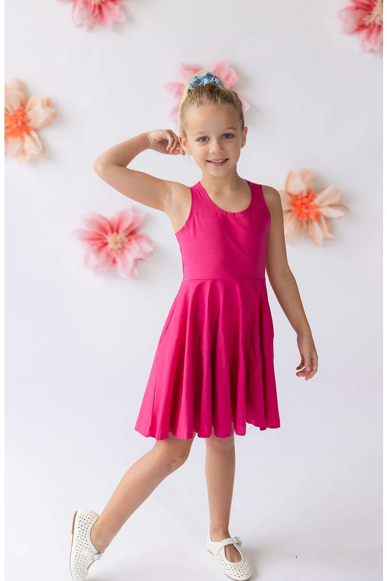 Organic Cotton Sleevless Solid Twirl Dress, Alternate, color, Begonia