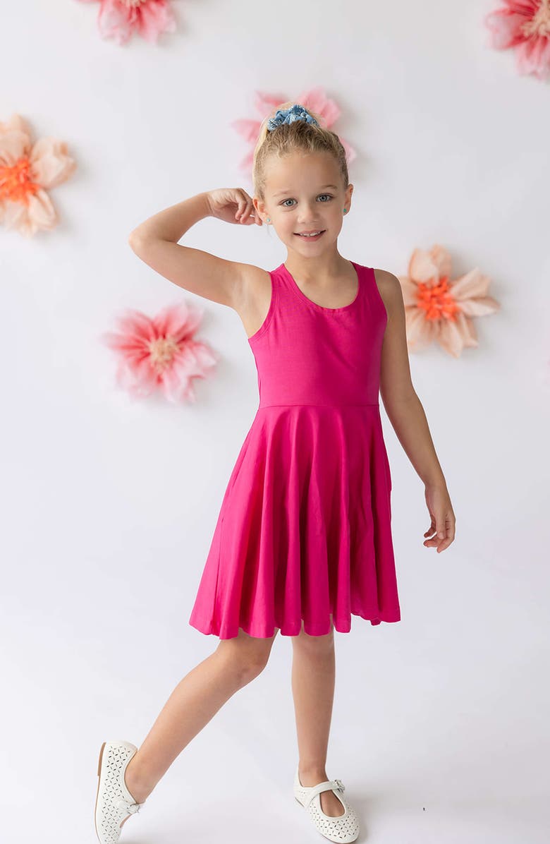 Mightly Organic Cotton Sleevless Solid Twirl Dress, Alternate, color, Turquoise