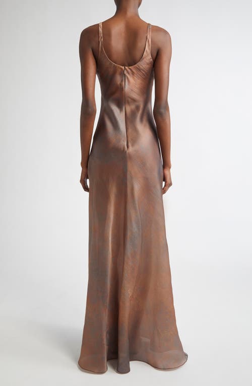 Grace Ling Pillar Silk Organza Maxi Skirt In Rust