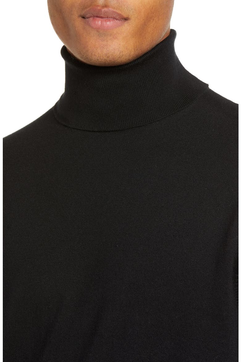 Regular Fit Stretch Cotton Turtleneck, Alternate, color, BLACK