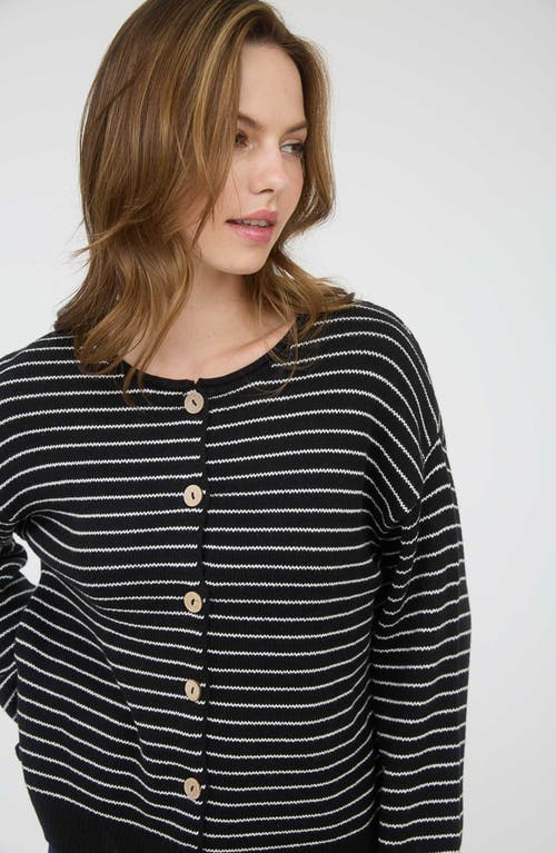 Blu Pepper Stripe Cotton Blend Cardigan In Blue