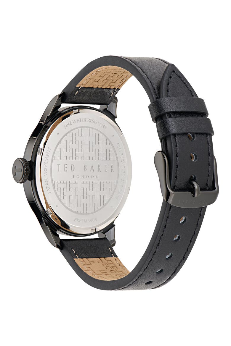 Leather Strap Watch, 20mm, Alternate, color, BLACK